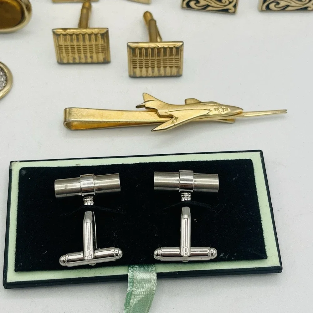 Vintage Gold Silver Tone Cufflinks Tie Clips Lot Hickok Anson‎ Swank